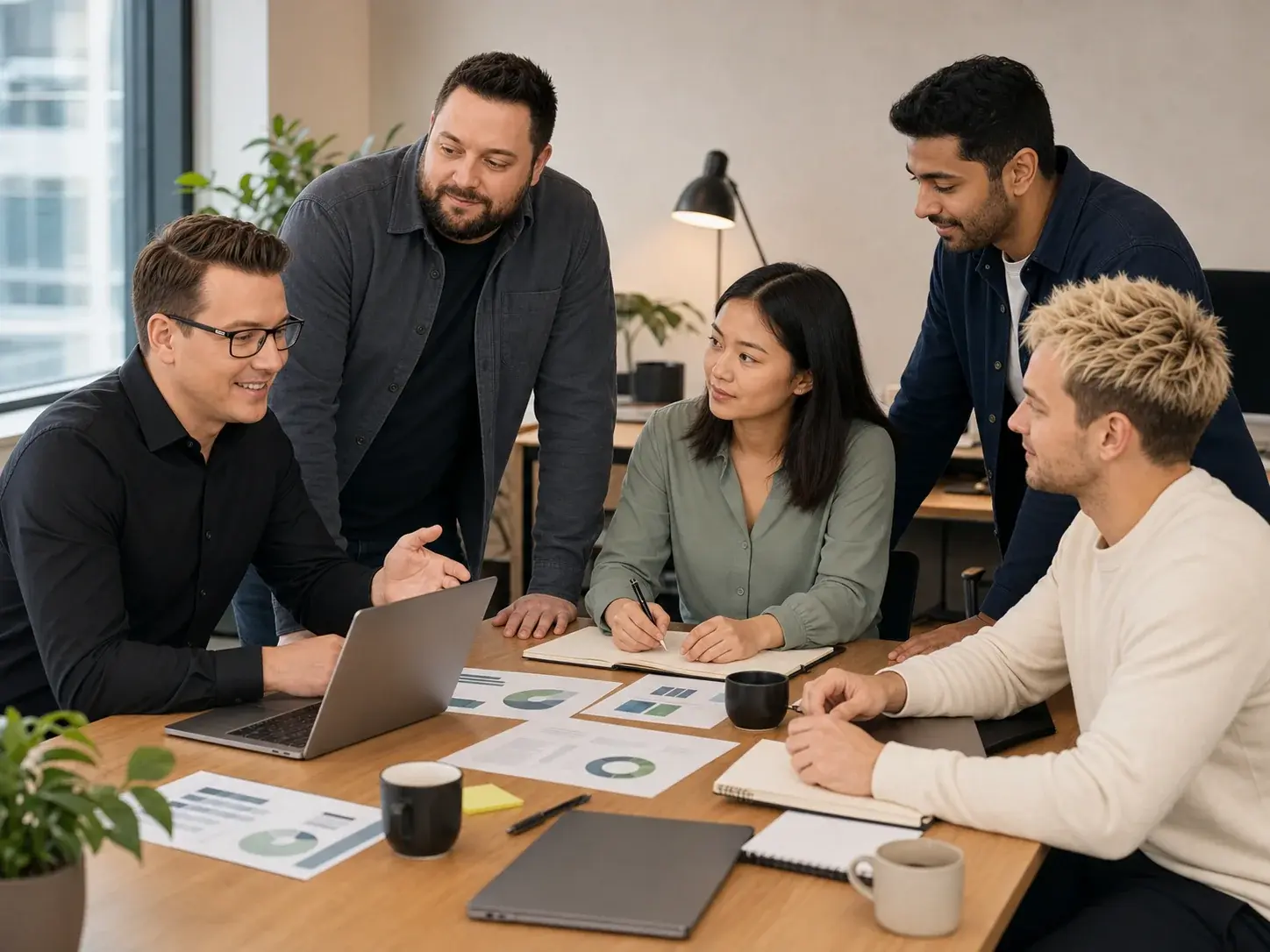 Matt, Ben, Phil and their team collaborating in the Ads Master office