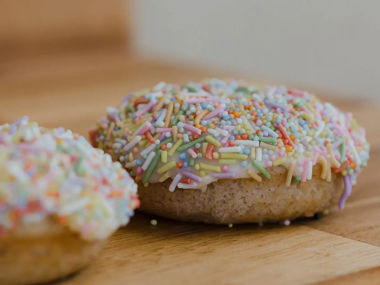 Sprinkle-covered doughnuts photographed for Baking Club's Perth workshops